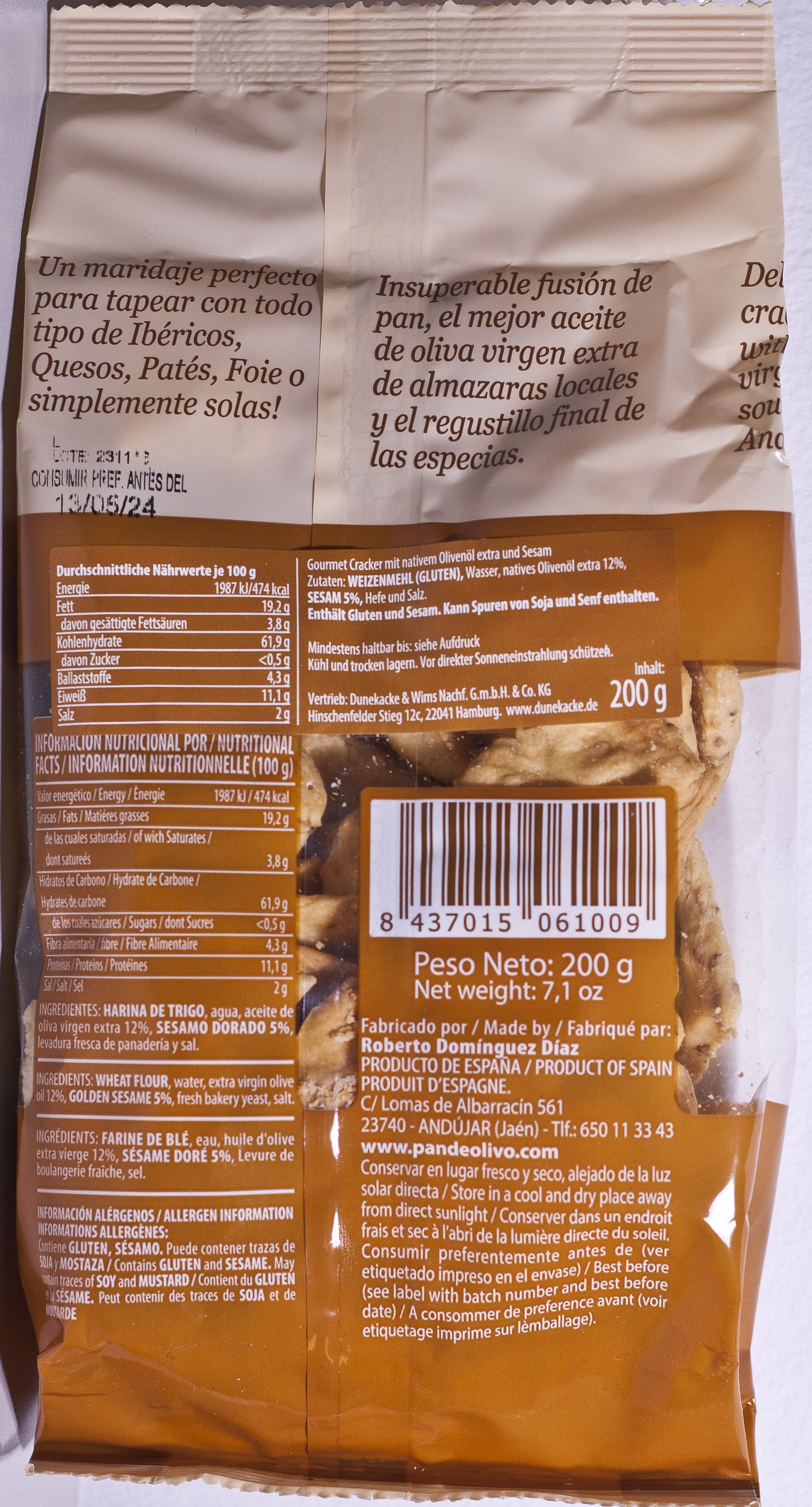 Pan de Olivo / Cracker mit Sesam  