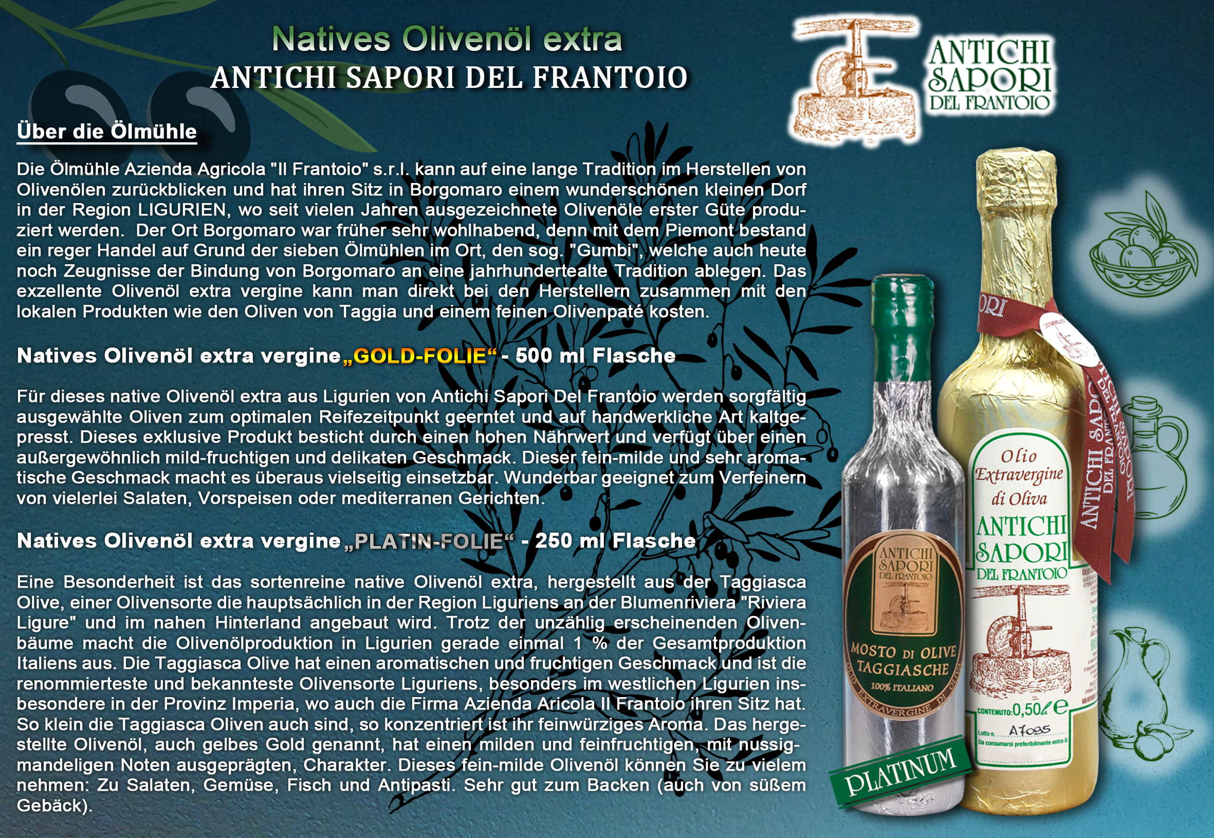 Oliven Öl exta vergine aus Ligurien, 500 ml