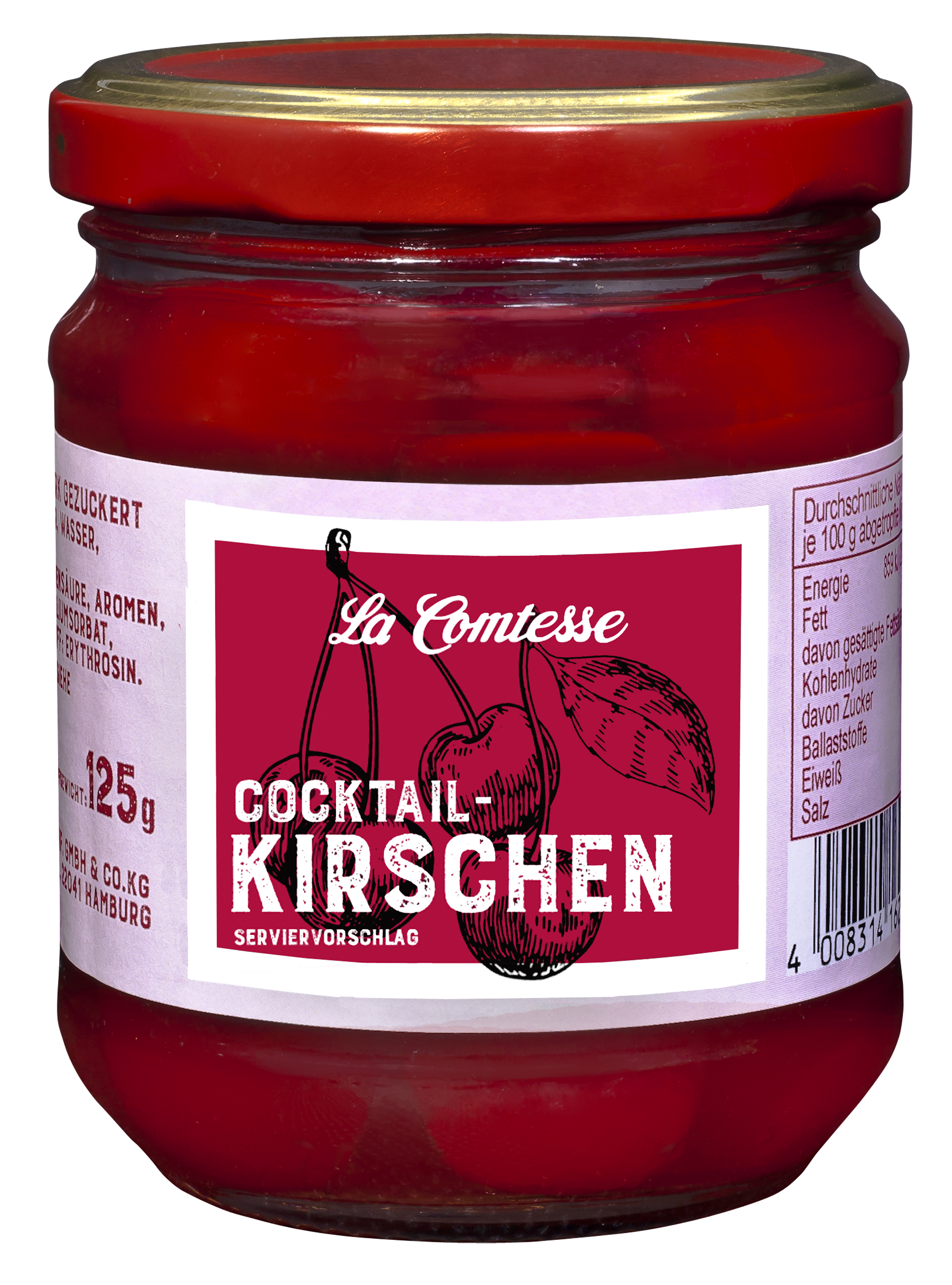 Cocktail-Kirschen, rot, 225 g