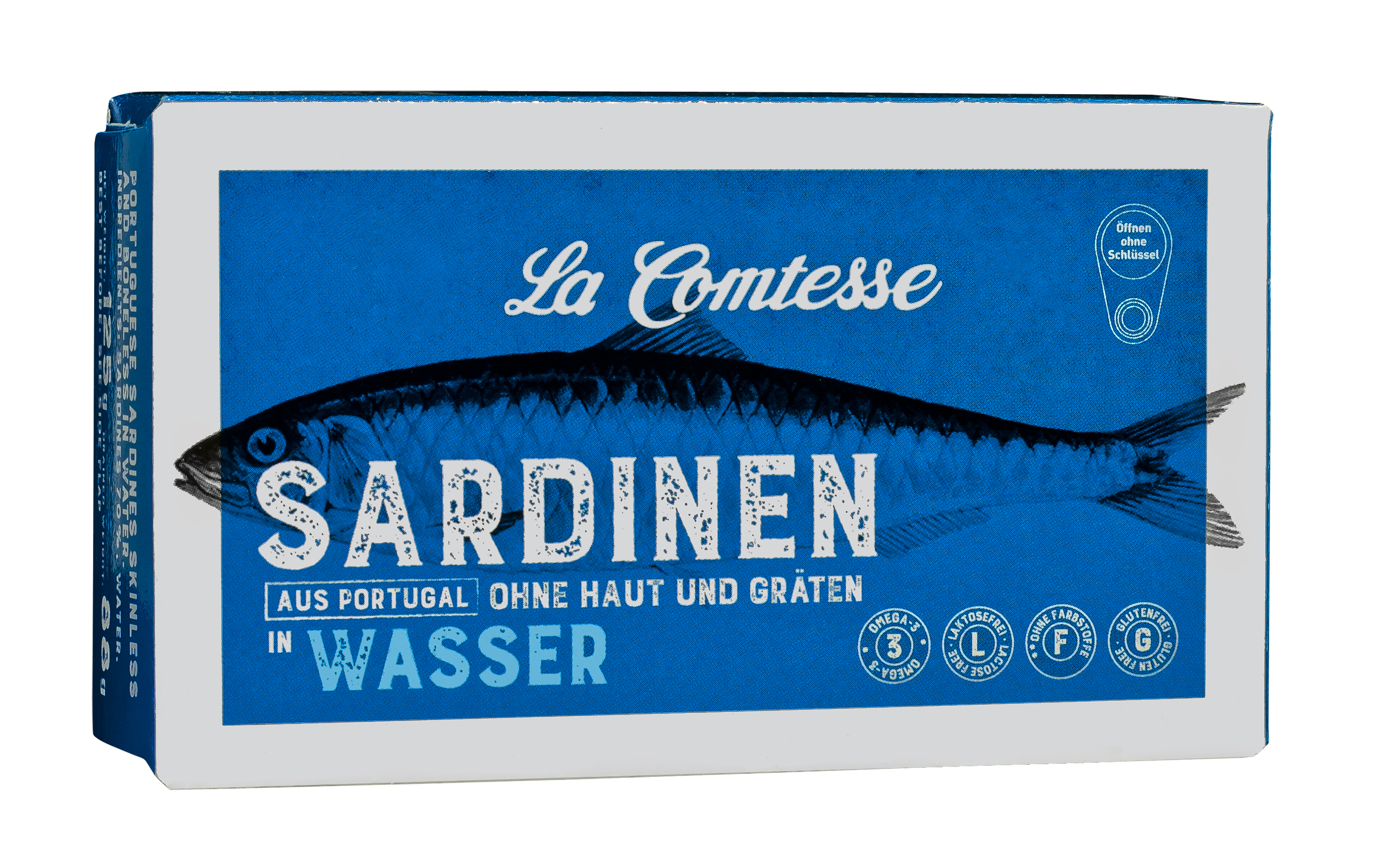 Sardinen naturell in Wasser ohne Haut und ohne Gräten, 125 g