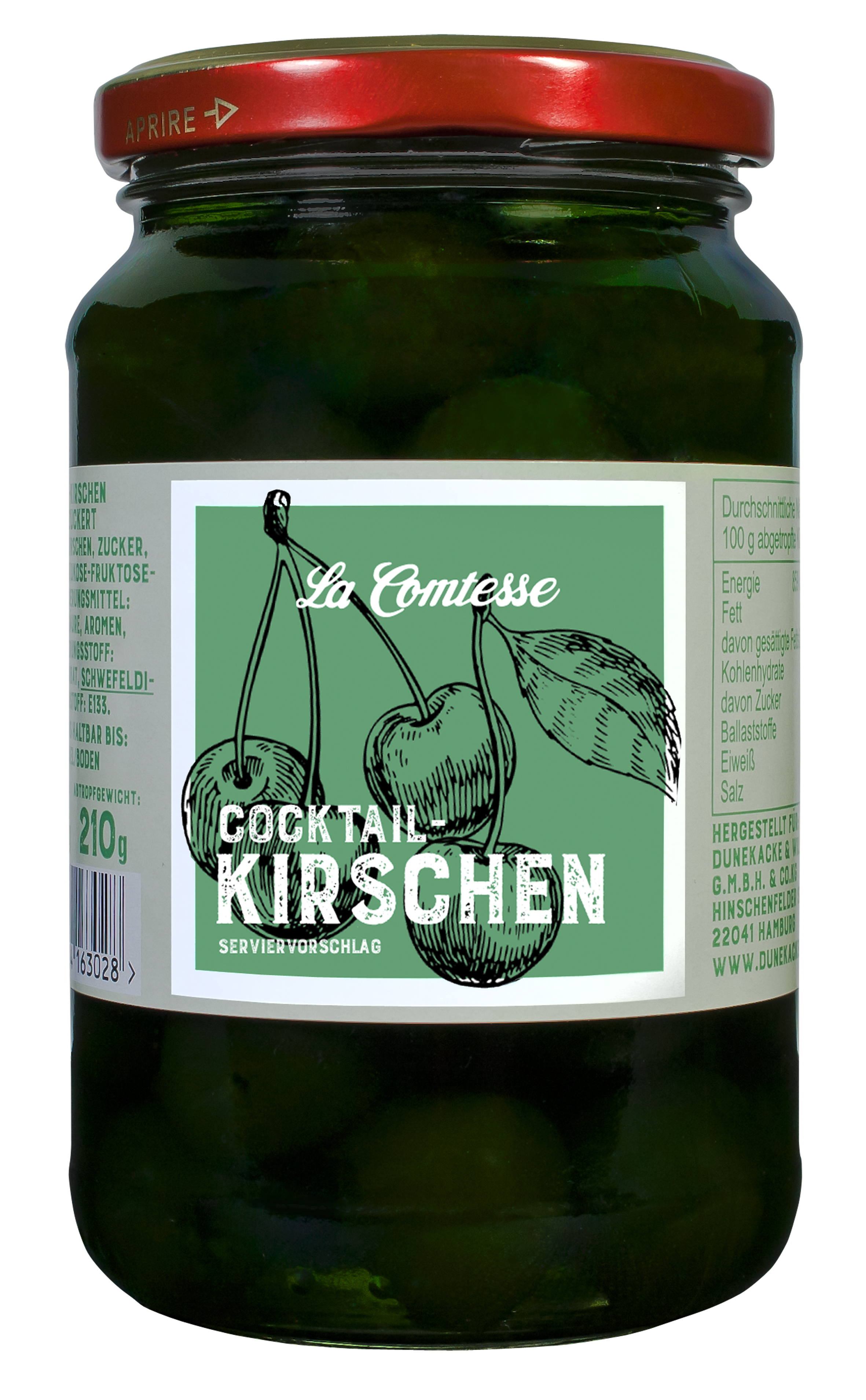 Cocktail-Kirschen, grün, 390 g