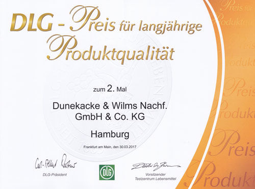 Prämierung "DLG-Preis für langjährige Produktqualität 2017