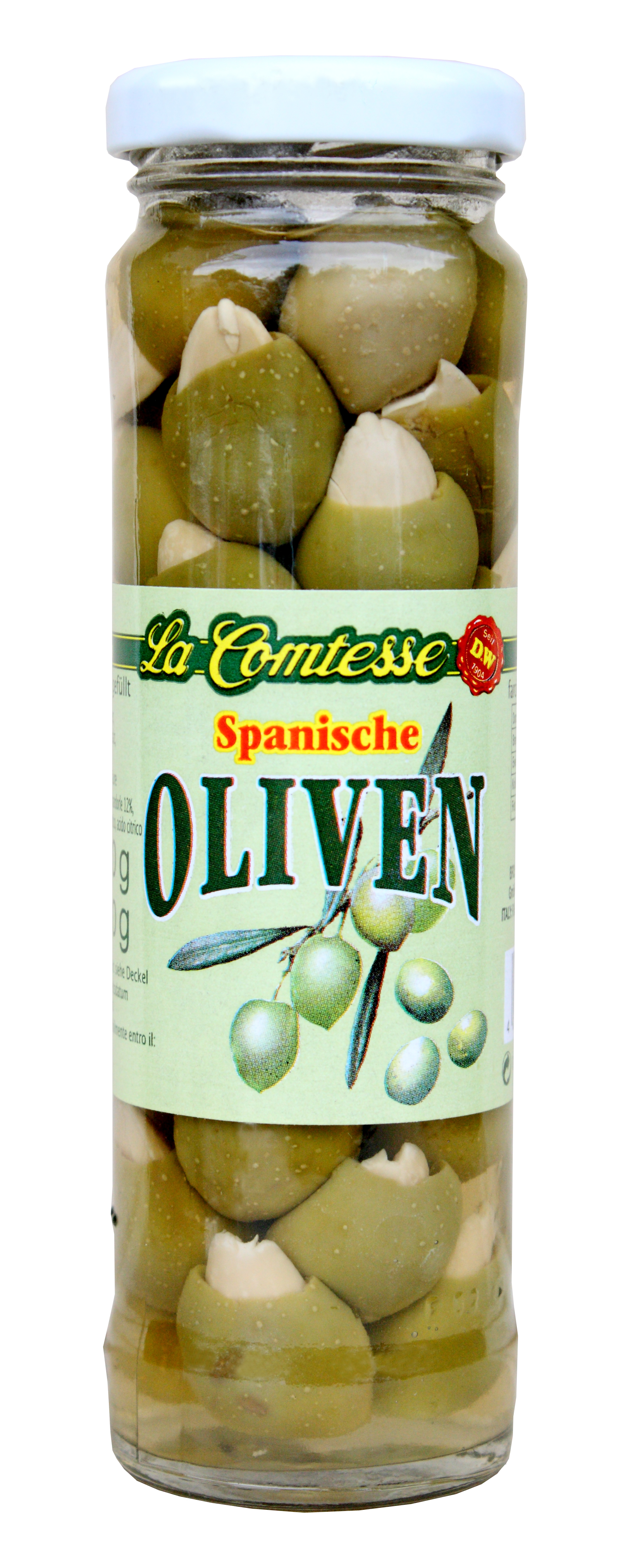 Grüne Oliven mit Mandeln, handpack, 140 g