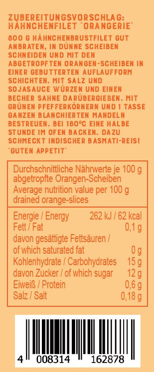 Orangenscheiben ohne Schale, 425 g