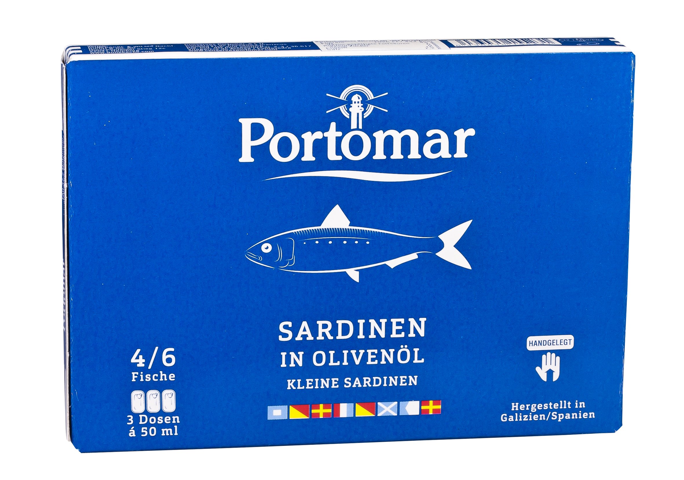 Kleine Sardinen in Oliven Öl mit Haut und mit Gräten (plain), 3 x 50g Dosen